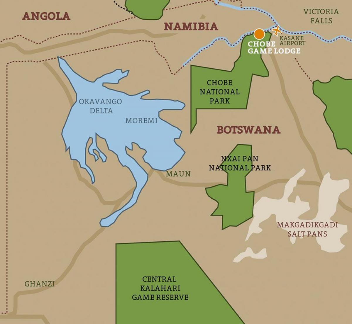 harta Botswana hartă parcuri naționale