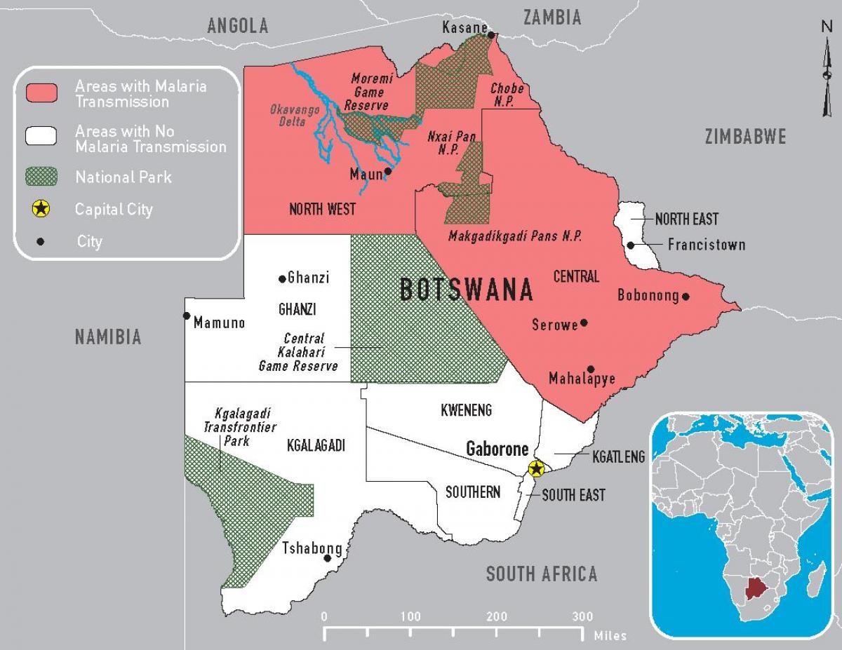 harta Botswana malarie