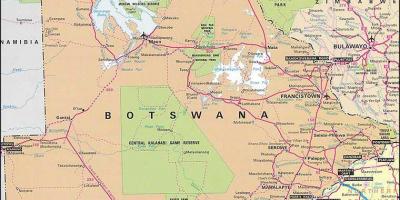 Harta detaliată hartă rutieră a Botswana