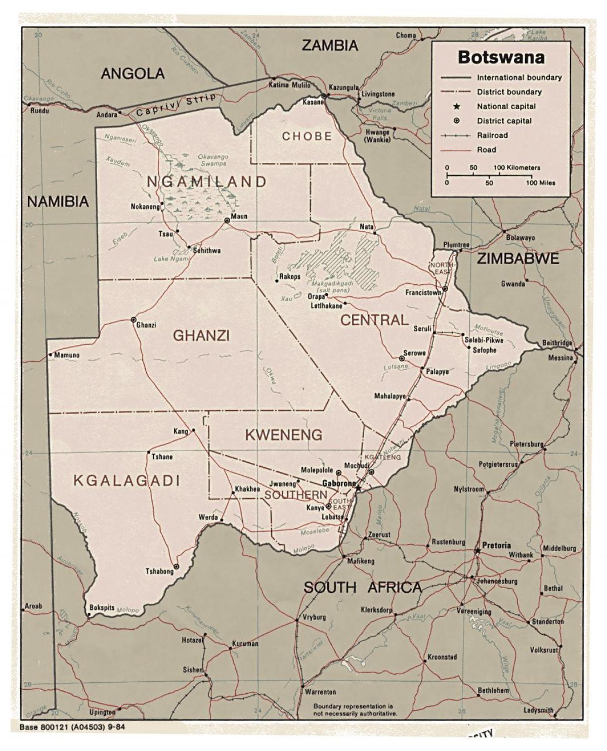 harta detaliată a Botswana